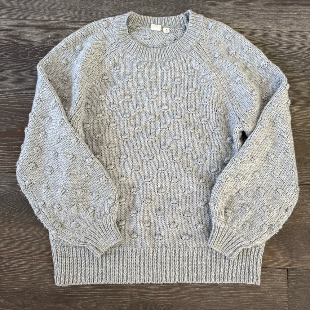 Gray Gap Wool Blend Sweater With Puffballs - image 1